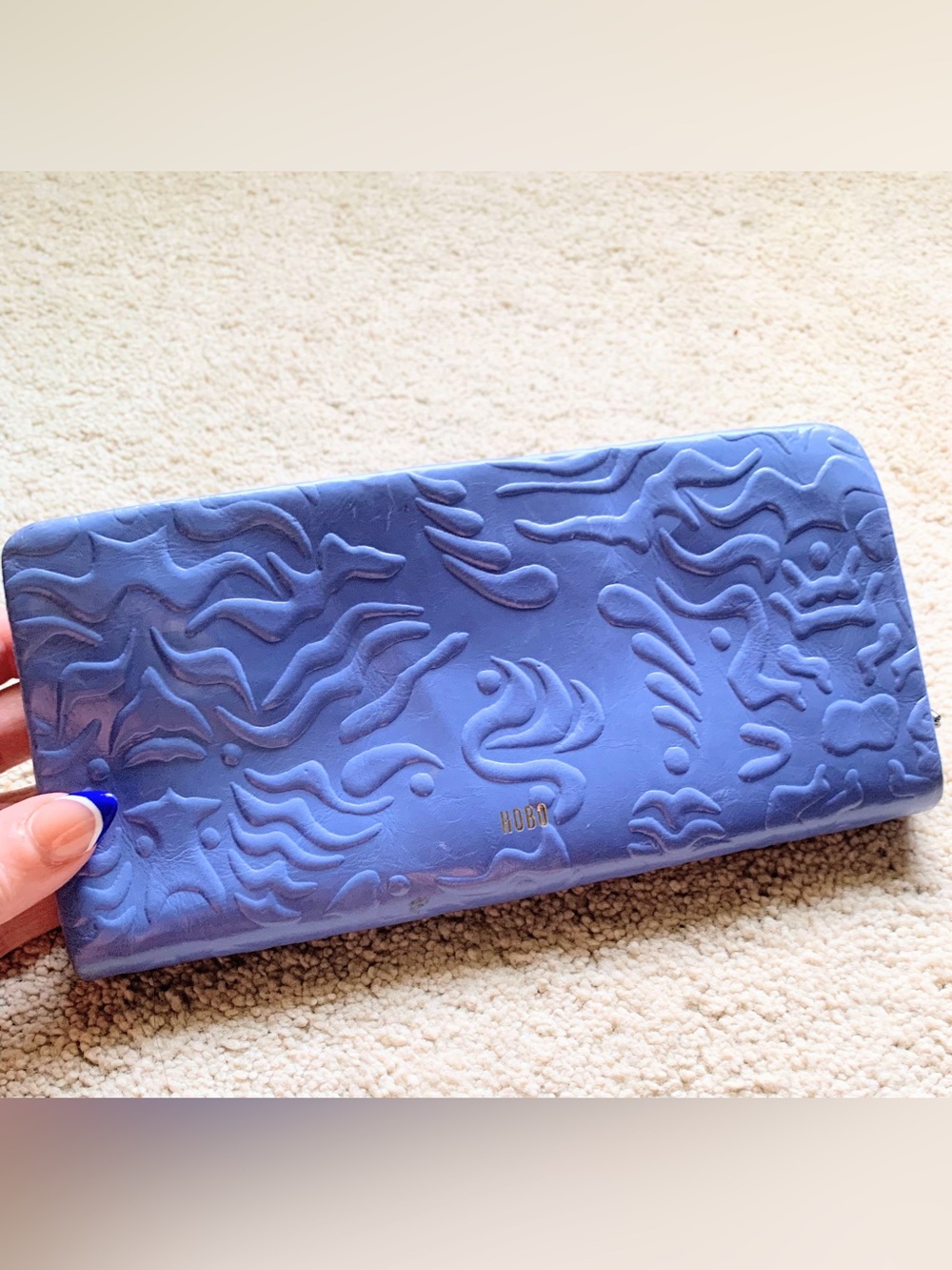 Hobo International Eliza Embossed Leather Zip Wallet Periwinkle